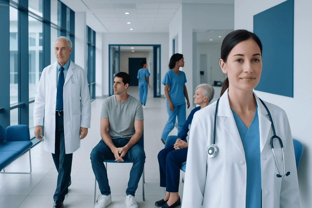 Is Cod Fish Fattening? A Doctor-Reviewed Answer 1 Healthcare professionals and patients in a modern hospital corridor.