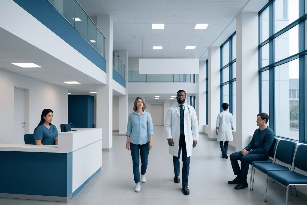 Is Cold Water Bad for You? A Doctor-Reviewed Answer 1 Modern hospital lobby with medical staff and patients.