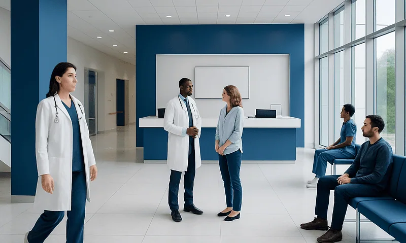 Can You Take Zyrtec and Benadryl Together? Causes, Explanations, and Next Steps 8 Medical professionals consulting in a modern hospital lobby with patients waiting.