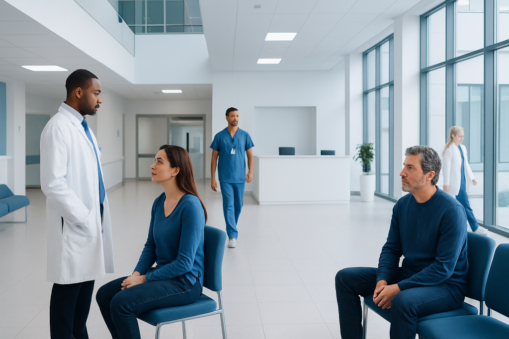 Is Marijuana a Depressant? Here Is What the Evidence Says 1 Medical consultation in a modern hospital waiting area with healthcare professionals and patients.