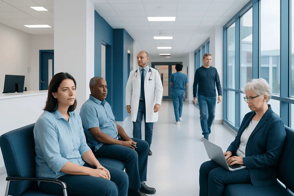 Is Pickle Juice Good for You? Causes, Explanations, and Next Steps 1 Patients waiting in a hospital corridor with medical staff nearby.