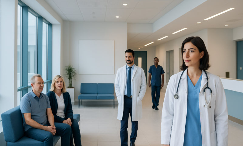 Is Rotisserie Chicken Healthy? A Doctor-Reviewed Answer 13 Medical team consulting in a modern hospital waiting area.