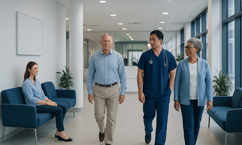 Is Tuna Bad for Gout? Causes, Explanations, and Next Steps 5 Hospital corridor with medical staff and patient in a modern healthcare facility.
