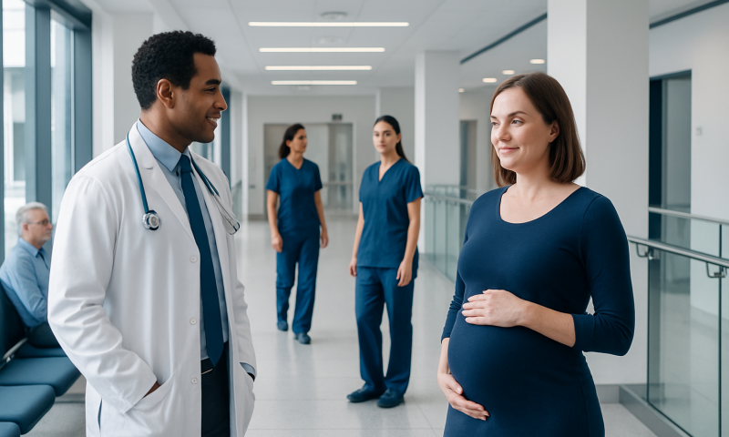 Unisom Pregnancy: A Complete Clinical Guide for Patients 7 Pregnant woman talking to a doctor in a hospital corridor.