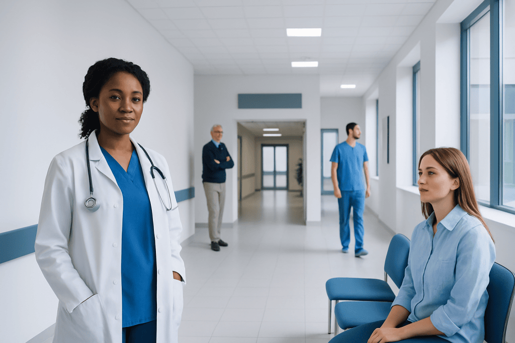 Blood Investigations: Which Tests Doctors Order and What They Look For 1 Medical professionals and patients in a hospital corridor.
