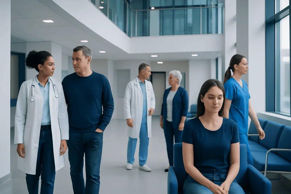 Narcolepsy Treatment: Medicines, Routines, and Long-Term Care 1 Medical staff and patients in a hospital waiting area.