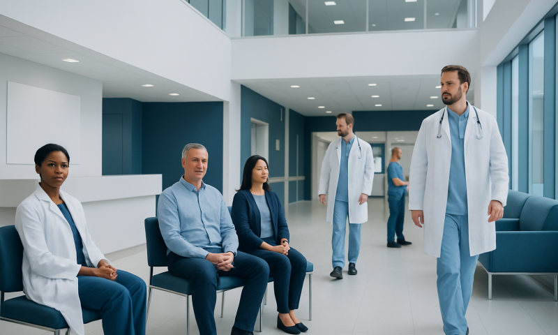 Praluent vs Repatha: Key Differences and How Doctors Tell Them Apart 9 Medical team waiting in a modern hospital corridor with doctors and patients.