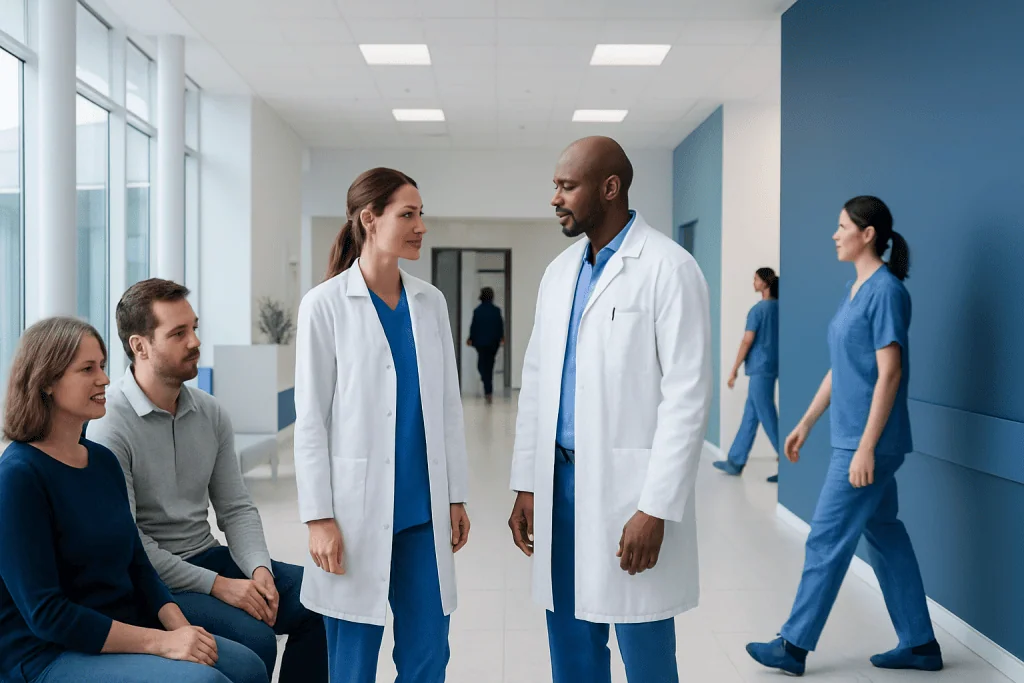 Retinol vs Retinoid: Key Differences and How Doctors Tell Them Apart 1 Medical team discussing patient care in hospital corridor.