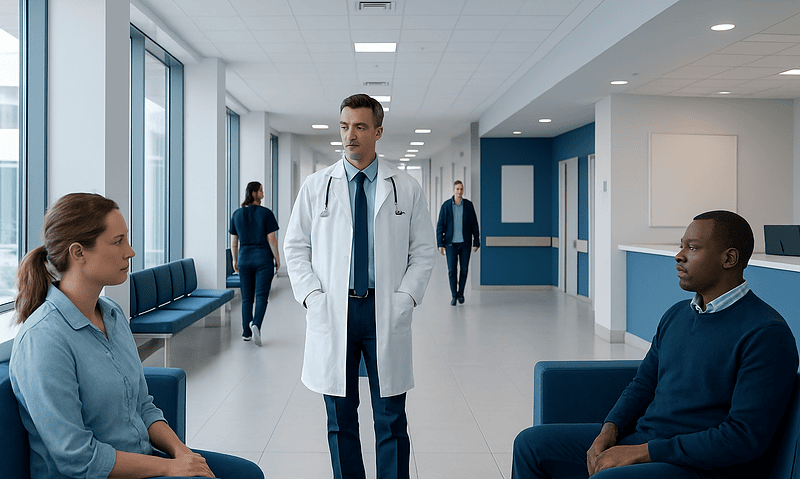 Should You Pop a Blister? A Doctor-Reviewed Answer 18 Doctor consulting with patients in a hospital corridor.