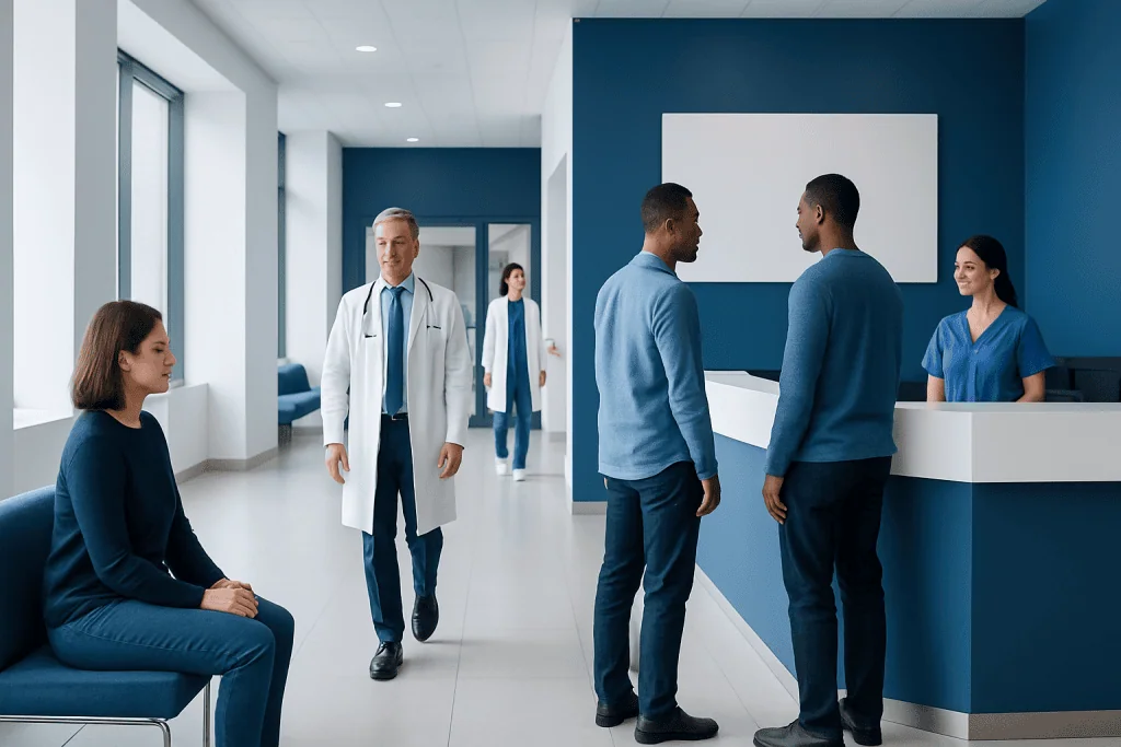 How to Remove Smoke Smell? A Doctor-Reviewed Answer 1 Medical staff and patients in a modern hospital reception area.