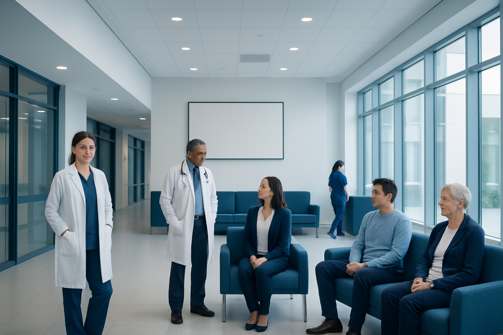 Does Lemon Water Break a Fast? A Doctor-Reviewed Answer 1 Medical consultation in a modern hospital waiting area with doctors and patients.