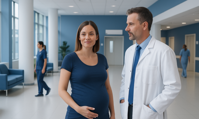 1 Month Tummy Pregnant: A Complete Clinical Guide for Patients 13 Pregnant woman consulting with doctor at Acibadem Hospital.