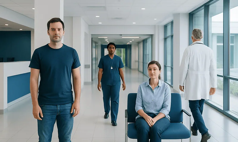 69kg: Symptoms, Causes, and Treatment — Complete Patient Guide 18 Healthcare professionals and patient in modern hospital corridor.