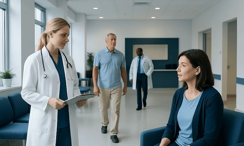 Calcium Blood Test: What Low and High Levels Mean — and What to Do Next 18 Doctor consulting with a patient in a hospital corridor.