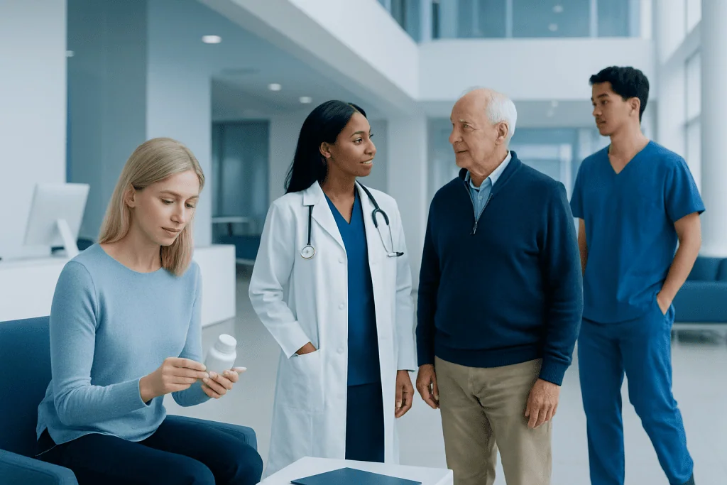 Dietary Supplement: What the Clinical Research Actually Says 1 Medical team consulting with a patient in a hospital lobby.