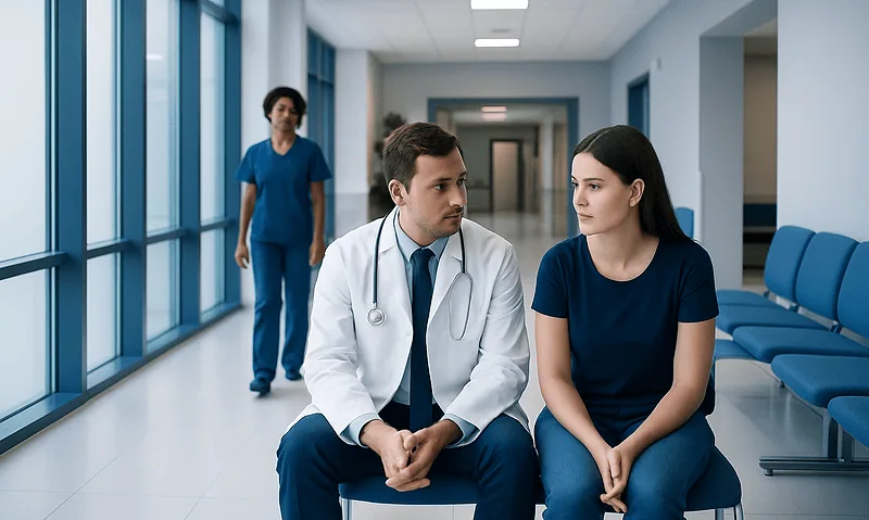 Glycerin Suppository: What Patients Need to Know 4 Doctor consulting with a patient in a hospital corridor.
