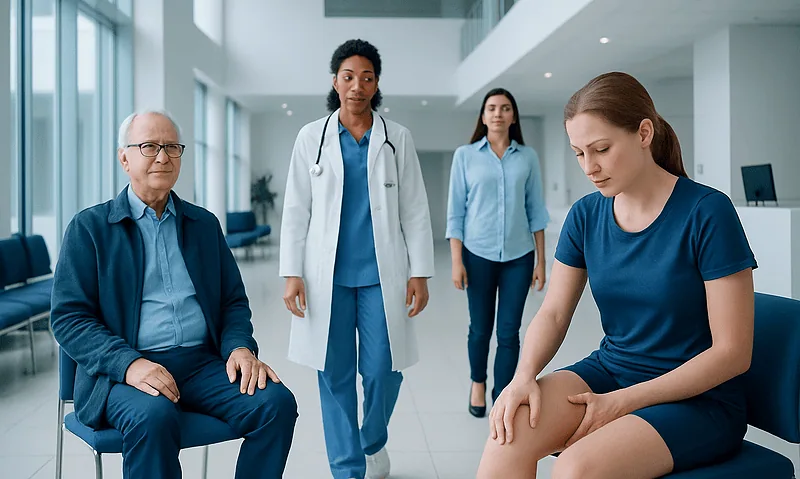 Medical consultation for knee injury at Acibadem Hospital.
