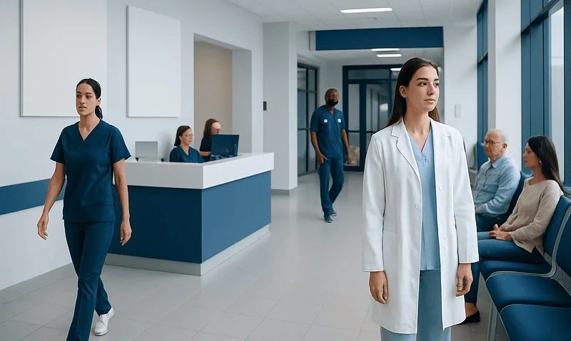 Low TSH: What Your Results Mean and When to Act 14 Healthcare professionals in a modern hospital corridor with patients and staff.