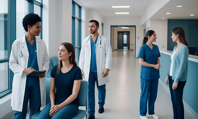 Platelet Count — Explained by Medical Evidence, Not Myths 3 Medical team discussing patient care in hospital corridor.