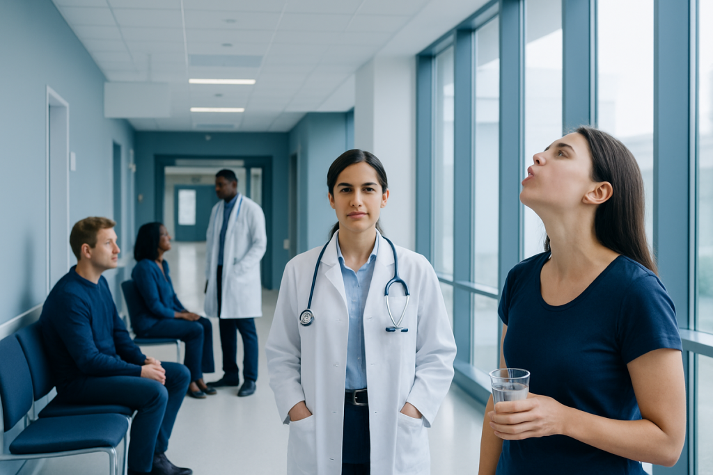 Salt Water Gargle: What Patients Need to Know 1 Patient receiving water gargle consultation at Acibadem Hospital.
