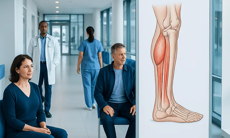 Medical consultation on calf muscle and Achilles tendon anatomy at Acibadem Hospital.