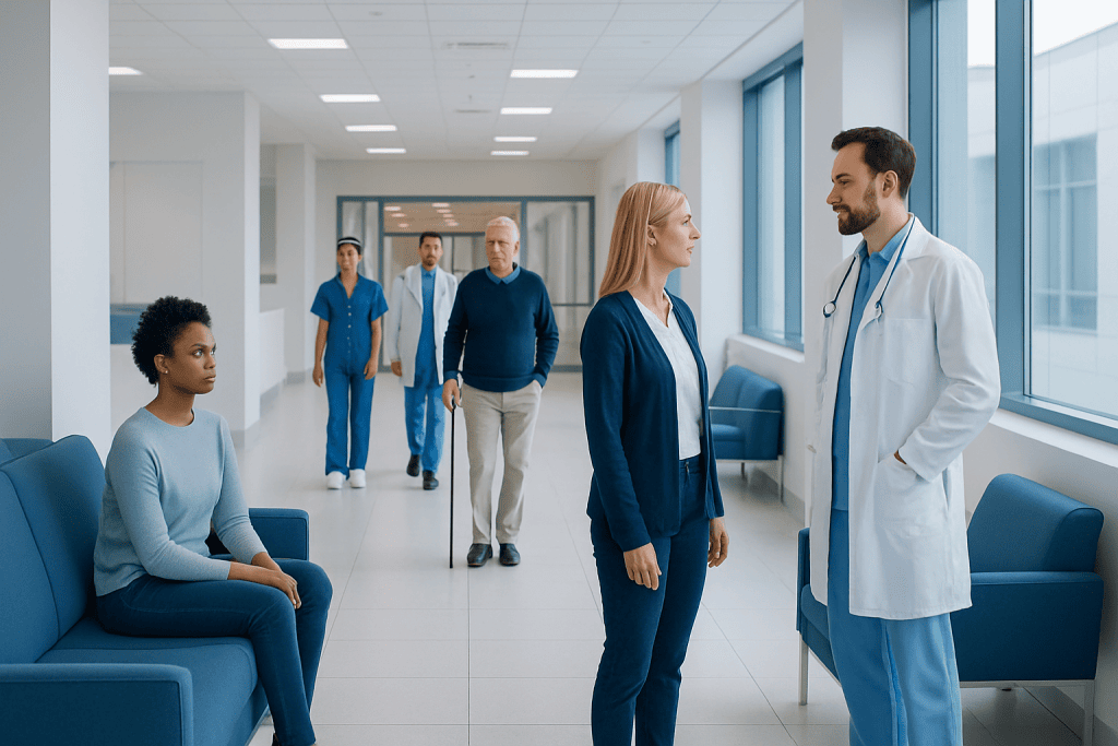 Tick with White Dot: A Complete Medical Overview 1 Medical consultation in a modern hospital corridor with healthcare professionals and patient.