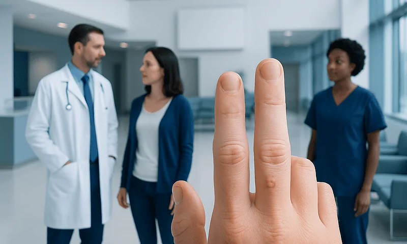 Wart on Finger — Explained by Medical Evidence, Not Myths 4 Close-up of a finger with a wart in a medical consultation setting.