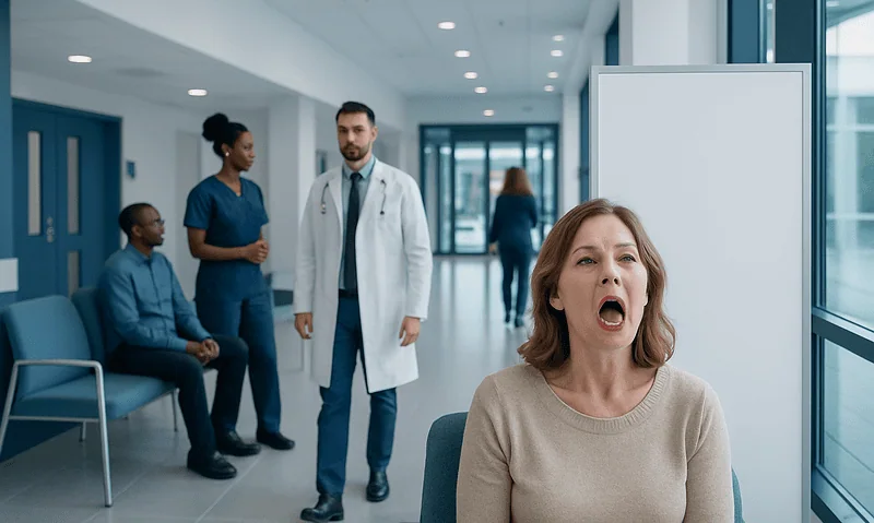 Patient experiencing throat discomfort at Acibadem Hospital.