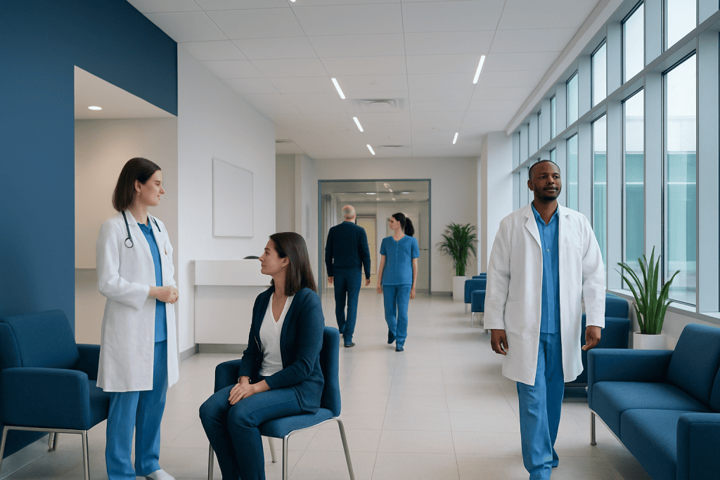 Absolute Neutrophils — Explained by Medical Evidence, Not Myths 1 Medical professionals in a modern hospital corridor with large windows.