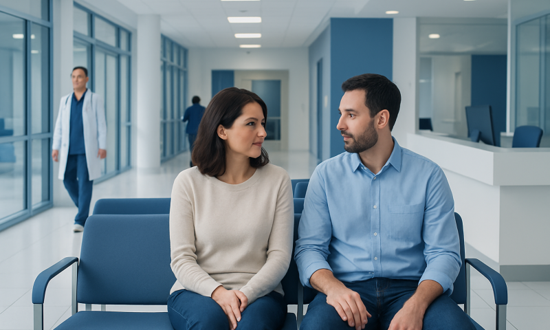 Patients waiting in a hospital corridor at Acibadem Hospitals Group.