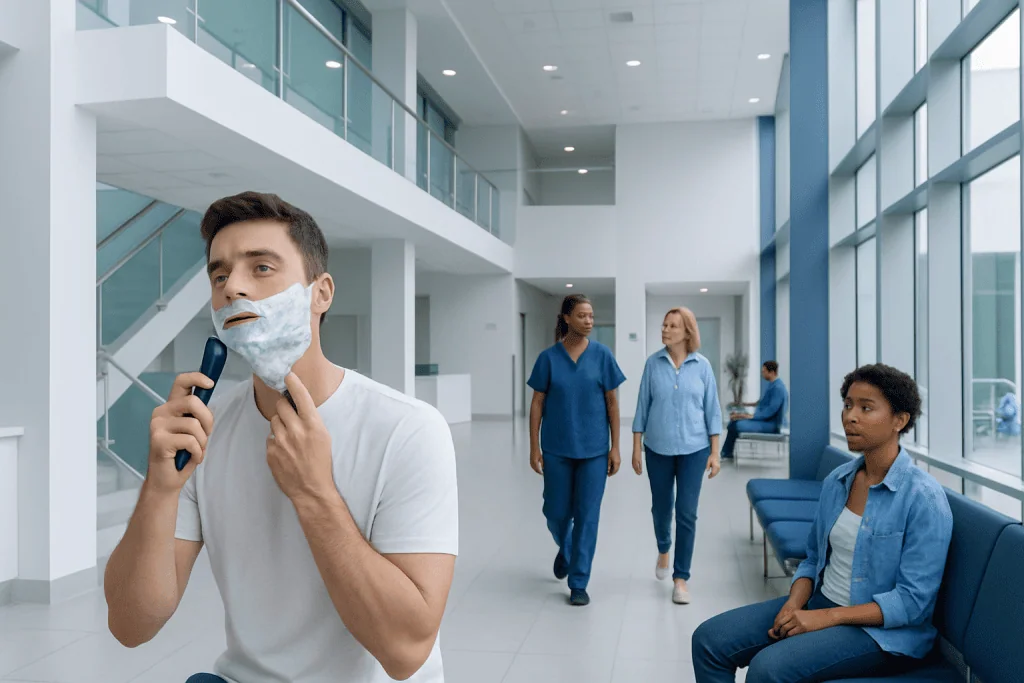 What Does Aftershave Do? Causes, Explanations, and Next Steps 1 Hospital waiting area with patients and staff at Acibadem Hospitals Group.
