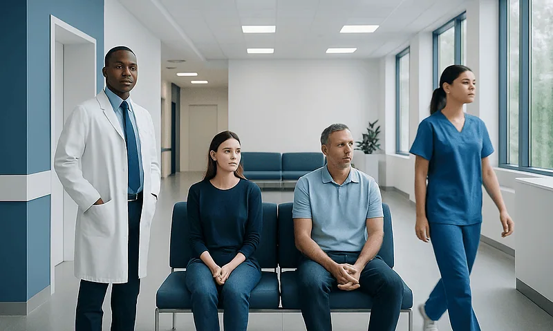 Ammonia Levels: What Your Results Mean and When to Act 6 Medical consultation with healthcare professionals and patient in hospital waiting area.