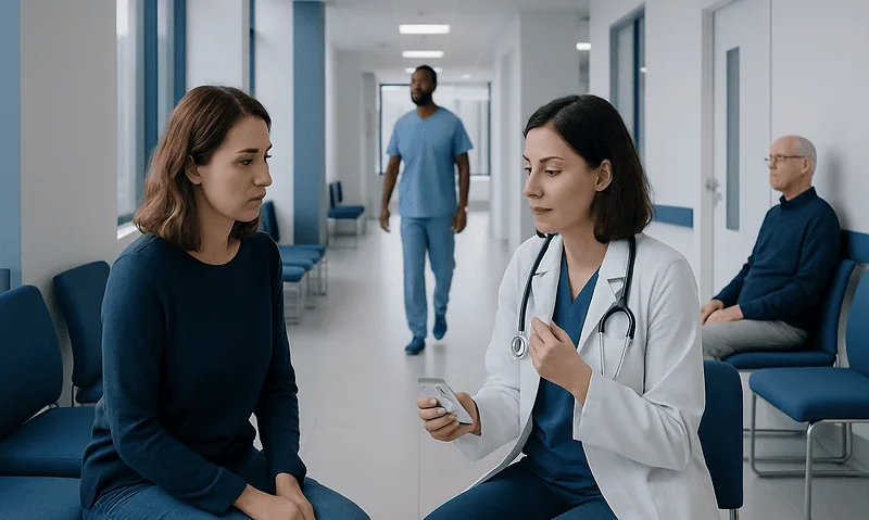 Allergic Drug: What Patients Need to Know 6 Doctor consulting with a patient in a hospital corridor.
