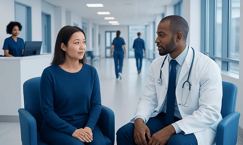 Nrbc Blood Test: Normal Ranges, High and Low Results Explained 4 Doctor consulting with patient in hospital corridor.