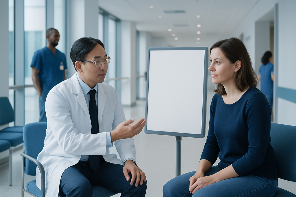 Anorectal Manometry — Explained by Medical Evidence, Not Myths 1 Doctor explaining anorectal manometry to a patient in a hospital setting.