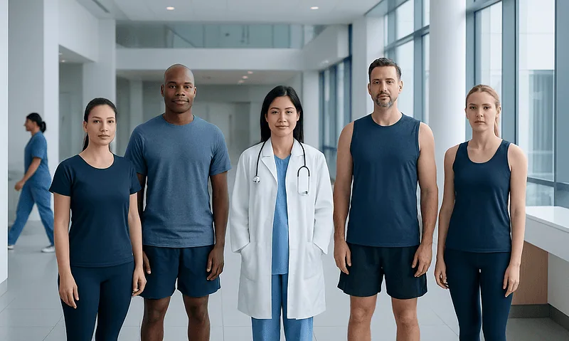 5 Components of Fitness: An Evidence-Based Guide for Patients 5 Diverse medical team in hospital corridor with large windows.