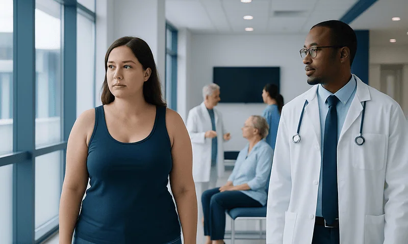 Armpit Fat: A Complete Medical Overview 16 Patient waiting in hospital corridor with medical staff nearby.