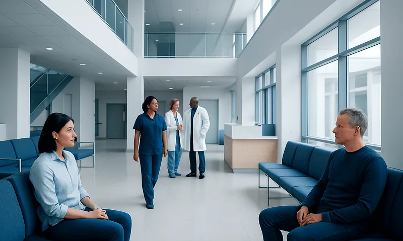 Barberry: What Patients Need to Know 8 Hospital waiting area with patients and medical staff at Acibadem Hospitals Group.