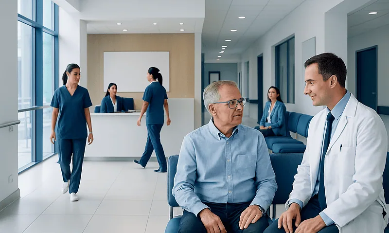 Beriberi disease: Common Causes, Warning Signs, and When to Worry 6 Doctor consulting with elderly patient in hospital corridor.