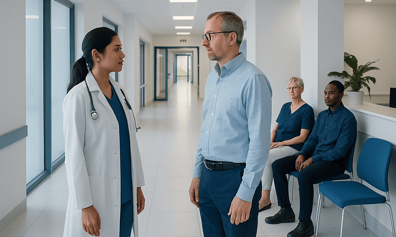 Bilirubin bilirubin: Common Causes, Warning Signs, and When to Worry 2 Doctor and patient having a consultation in hospital corridor.