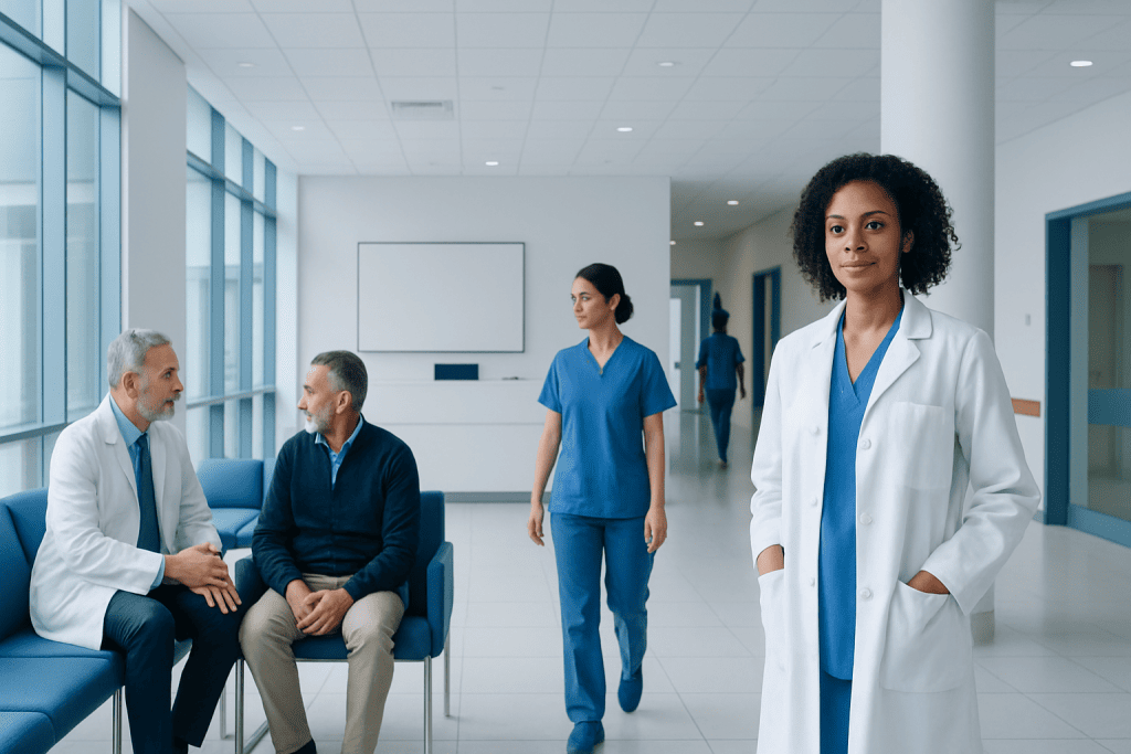 Bird Mites: A Complete Medical Overview 1 Medical consultation in a modern hospital with doctors and patients.