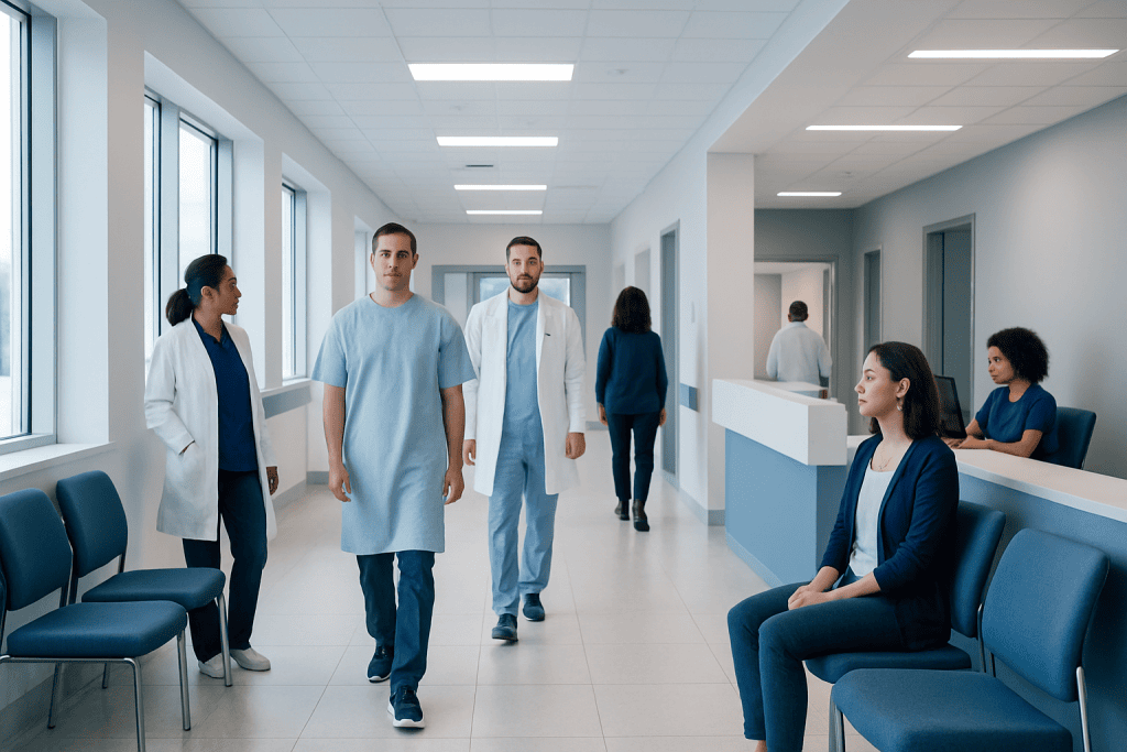 Bismuth Subsalicylate: An Evidence-Based Guide for Patients 1 Medical staff and patients in a modern hospital corridor.