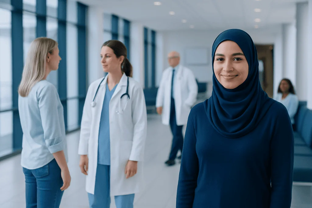 Black seed benefits for female: A Complete Medical Guide for Patients 1 Diverse group of medical professionals and patients in a hospital corridor.