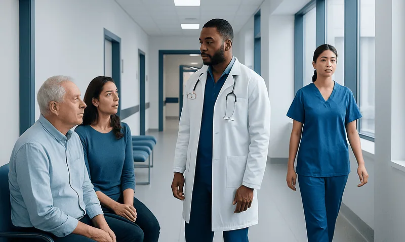 Colon cancer pictures of black specks in stool: Common Causes, Warning Signs, and When to See a Doctor 16 Doctor consulting with elderly patient and nurses in hospital corridor.