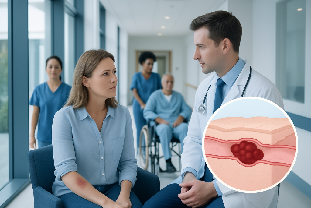 Blood Clotting in Skin: An Evidence-Based Guide for Patients 1 Doctor explaining blood clotting to a patient in hospital setting.