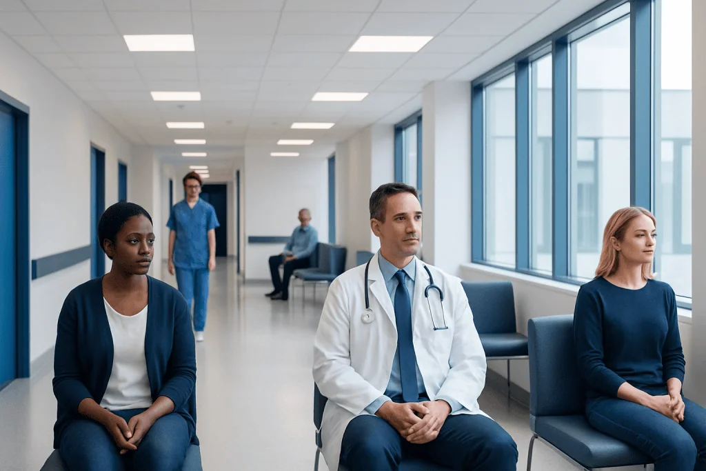 Blood Dyscrasia: A Complete Medical Overview 1 Patients waiting in a hospital corridor with medical staff present.
