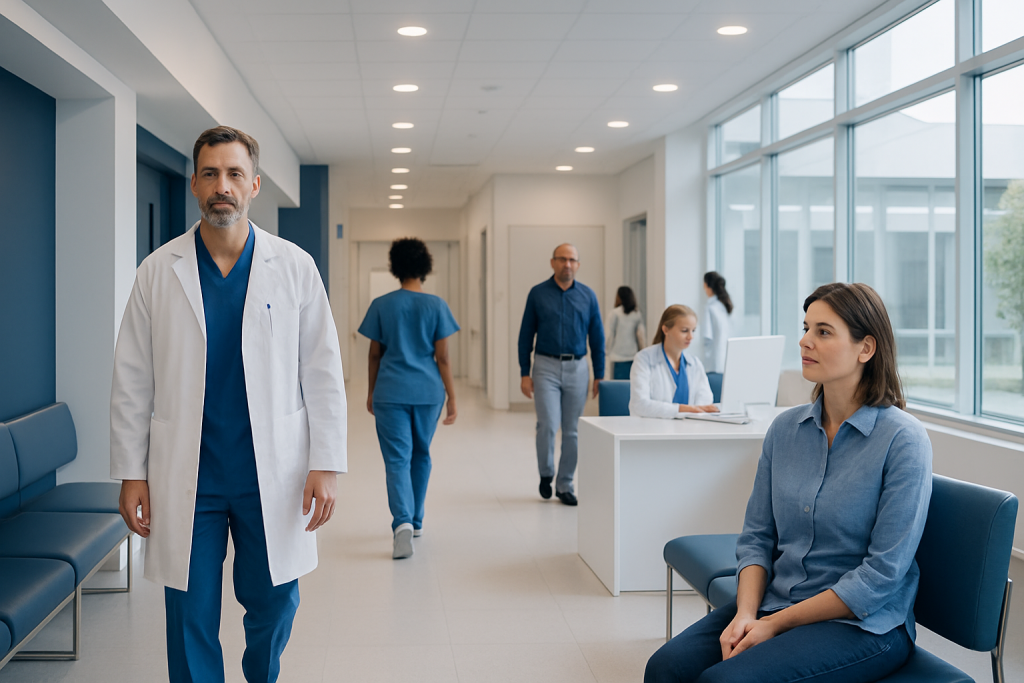 Bok Choy Nutrition: Benefits, Risks, and Safe Use 1 Healthcare professionals and patients in a modern hospital corridor.