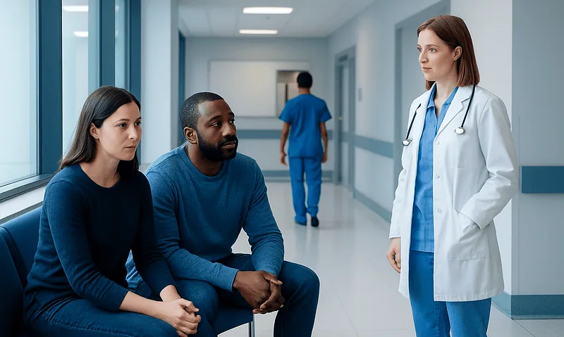 Bpd Favorite Person — Explained by Medical Evidence, Not Myths 6 Doctor consulting with two patients in hospital corridor.