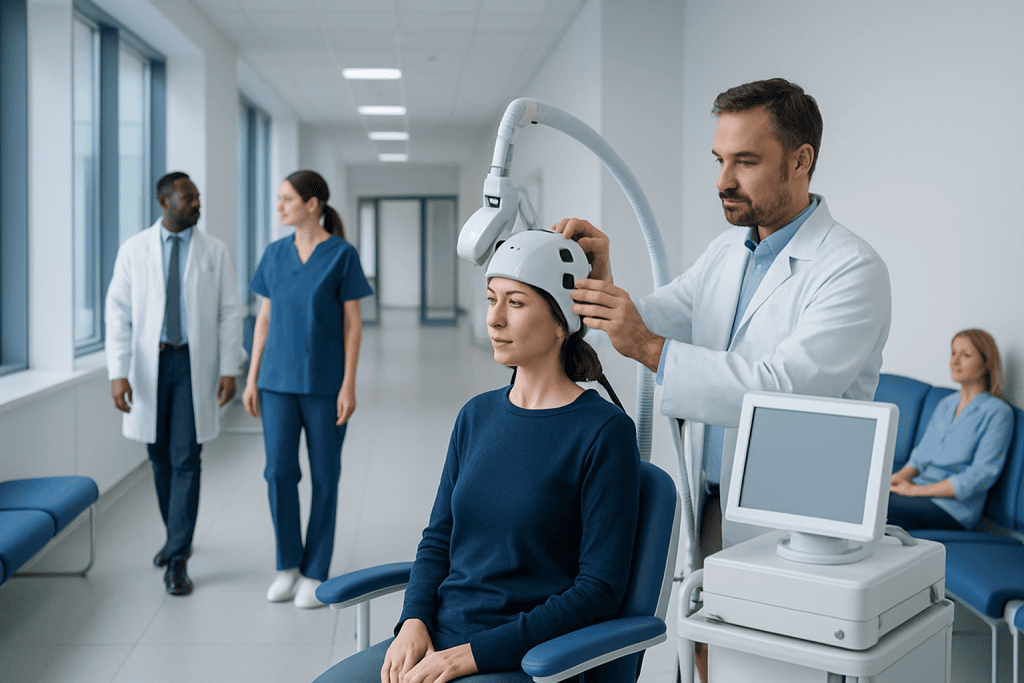 Brain Stimulation Therapies: How Neuromodulation Options Differ 1 Patient undergoes neuromodulation therapy at Acibadem Hospital.