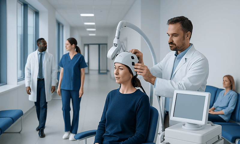 Patient undergoes neuromodulation therapy at Acibadem Hospital.